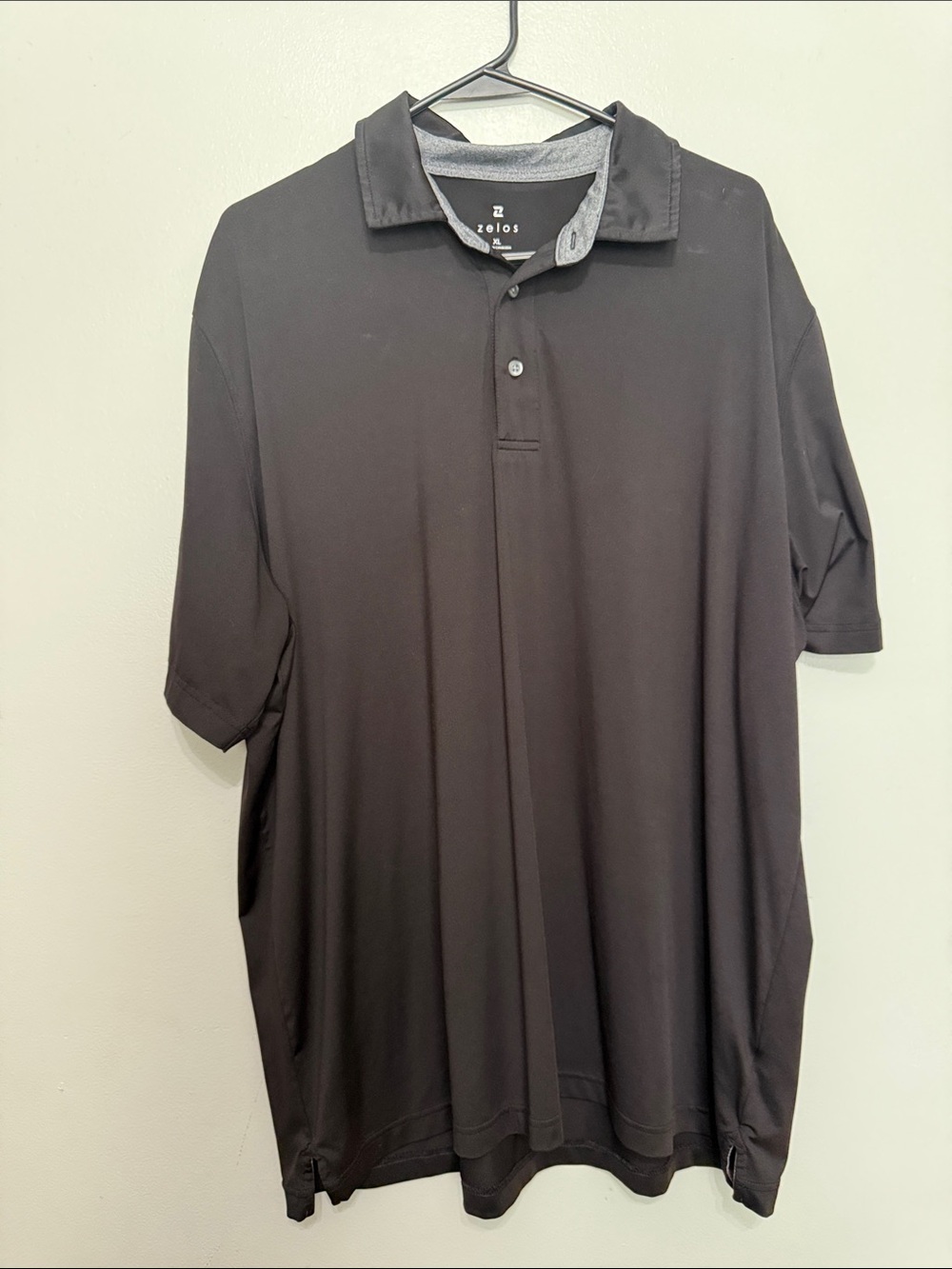 ZELOS Black Men's Short-Sleeve Polo